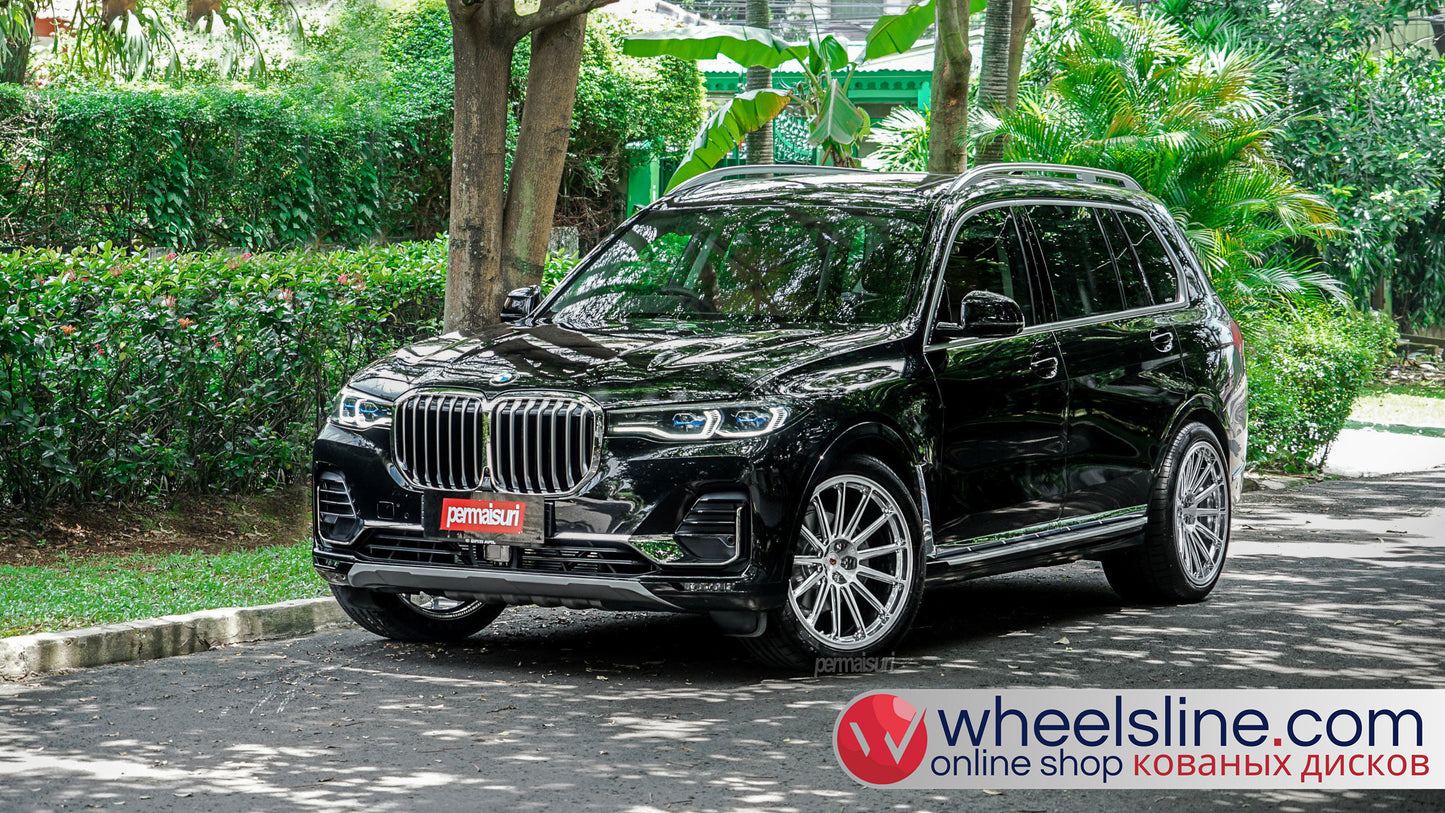 Black BMW X7 1-Piece VS GNS-31 Polished Silver With Brushed Face  240821