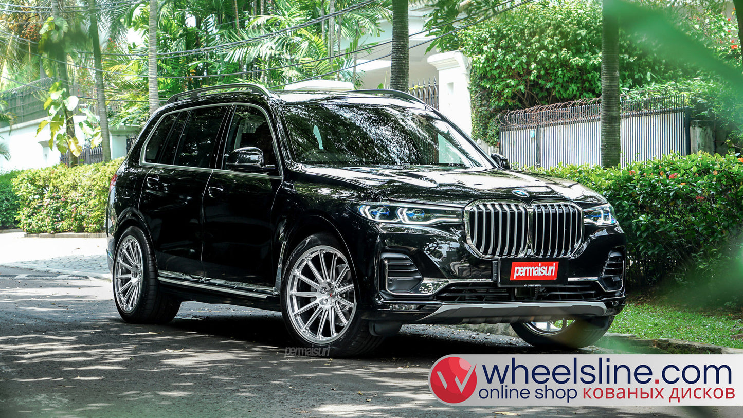 Black BMW X7 1-Piece VS GNS-31 Polished Silver With Brushed Face  240821