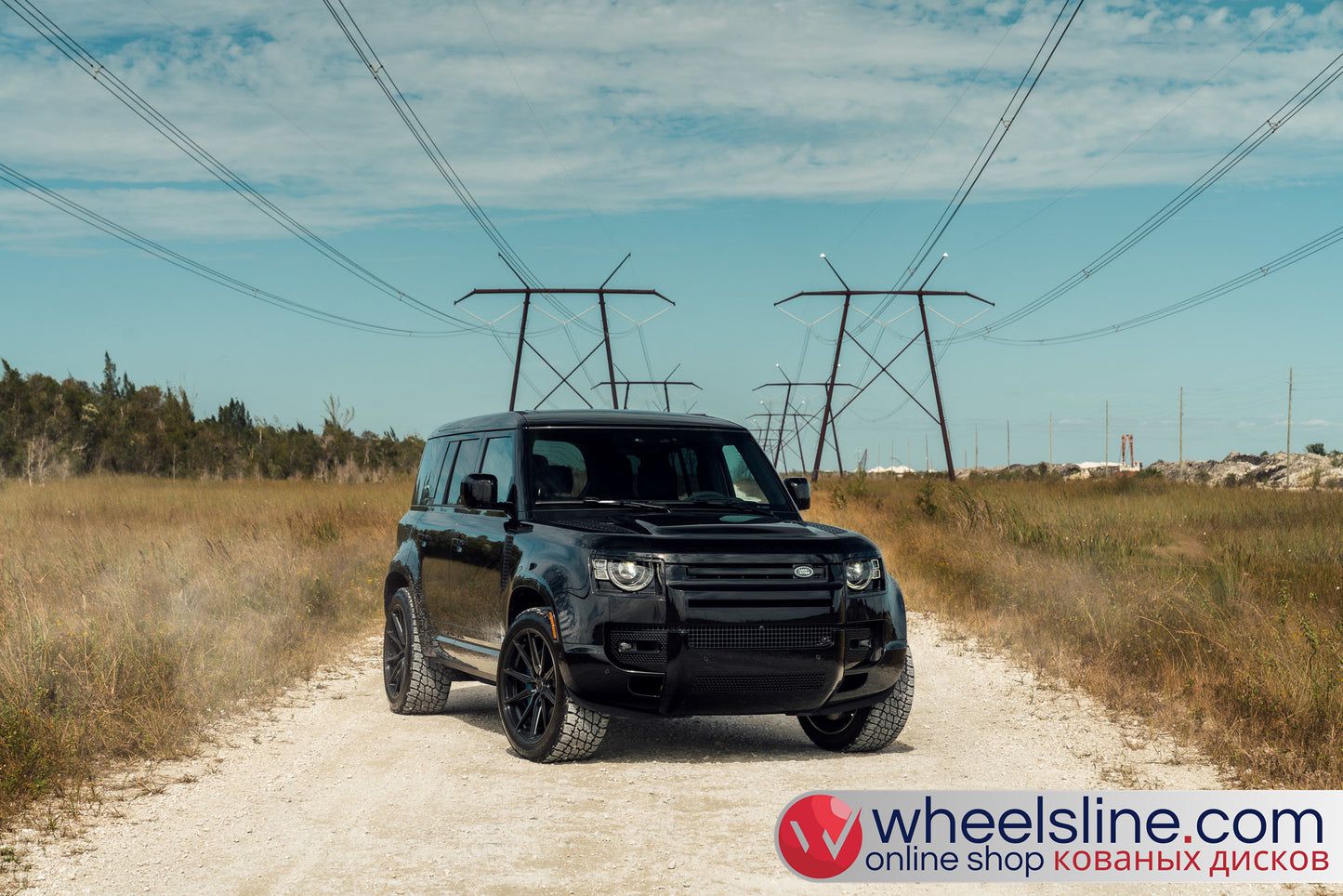 Black Land Rover Defender 1-Piece VS HF-31  Gloss Black With Brushed Face And Machined Windows 240924