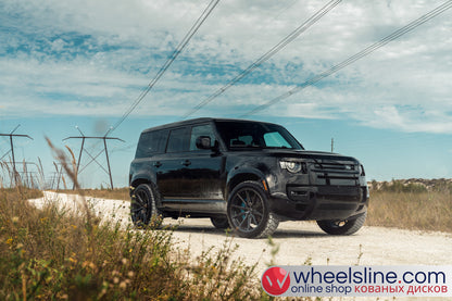 Black Land Rover Defender 1-Piece VS HF-31  Gloss Black With Brushed Face And Machined Windows 240924