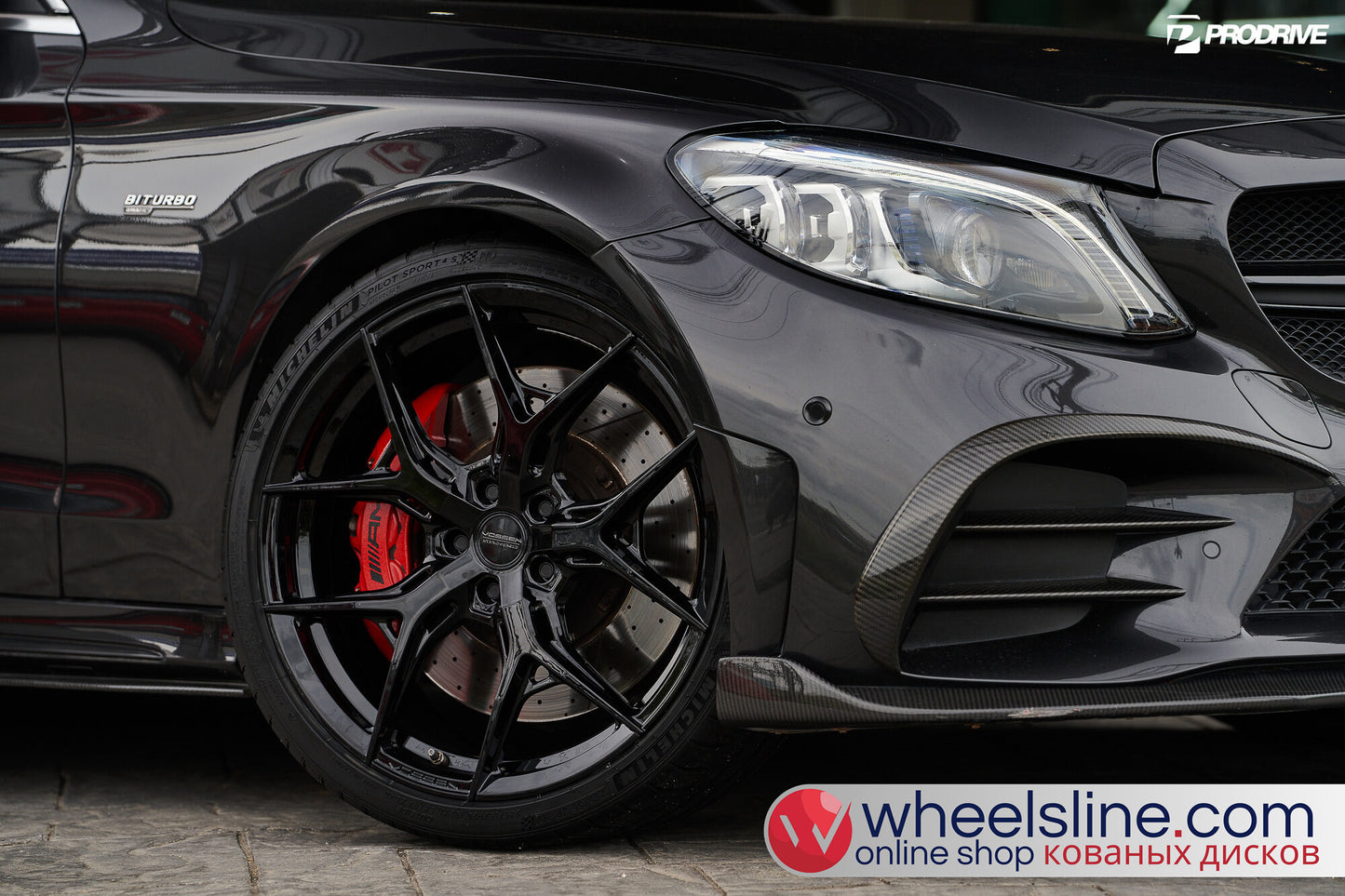 Black Mercedes C 1-Piece VS HF-51 Gloss Black  240802