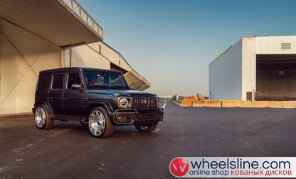 Black Mercedes G 1-Piece VS S17-19T1 Polished Silver With Brushed Face Cap-B 240803