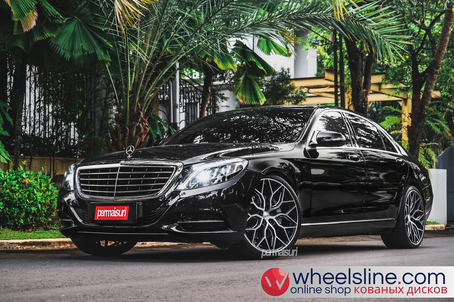 Black Mercedes S 1-Piece VS HF-21 Brushed Silver 240813