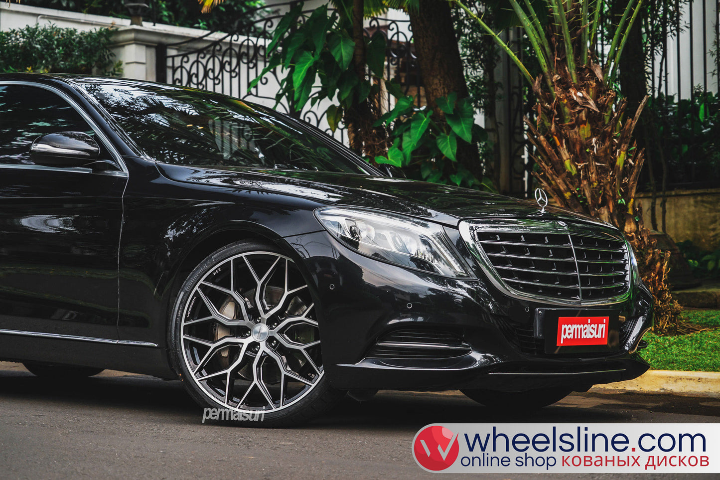 Black Mercedes S 1-Piece VS HF-21 Gloss Black With Brushed Face And Polished Windows  240802