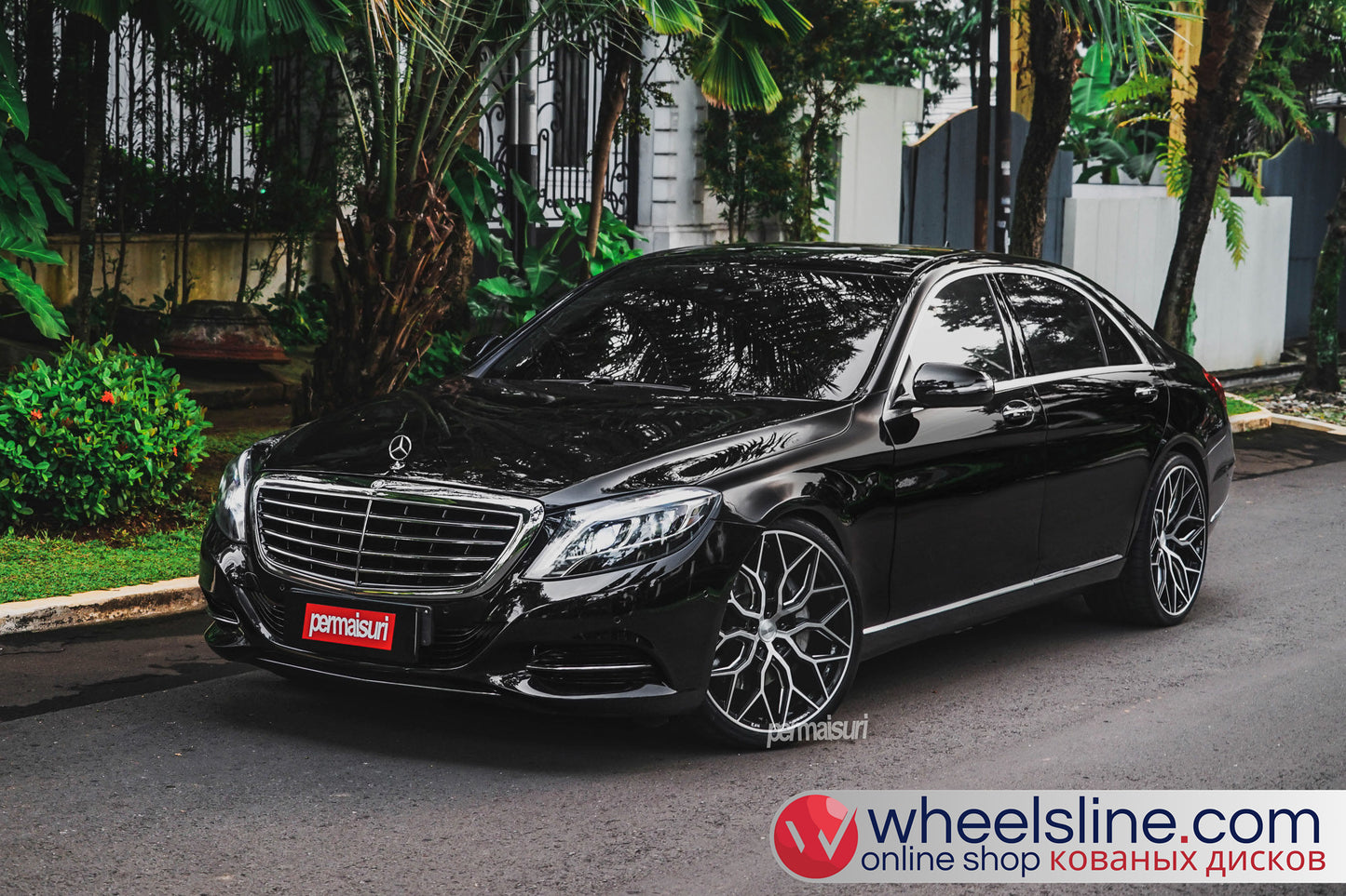 Black Mercedes S 1-Piece VS HF-21 Gloss Black With Brushed Face And Polished Windows  240802