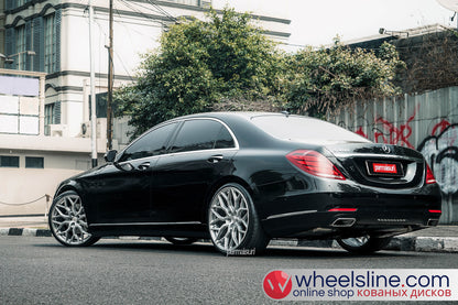 Black Mercedes S 1-Piece VS HF-21 Gloss Black With Brushed Face And Polished Windows  240802