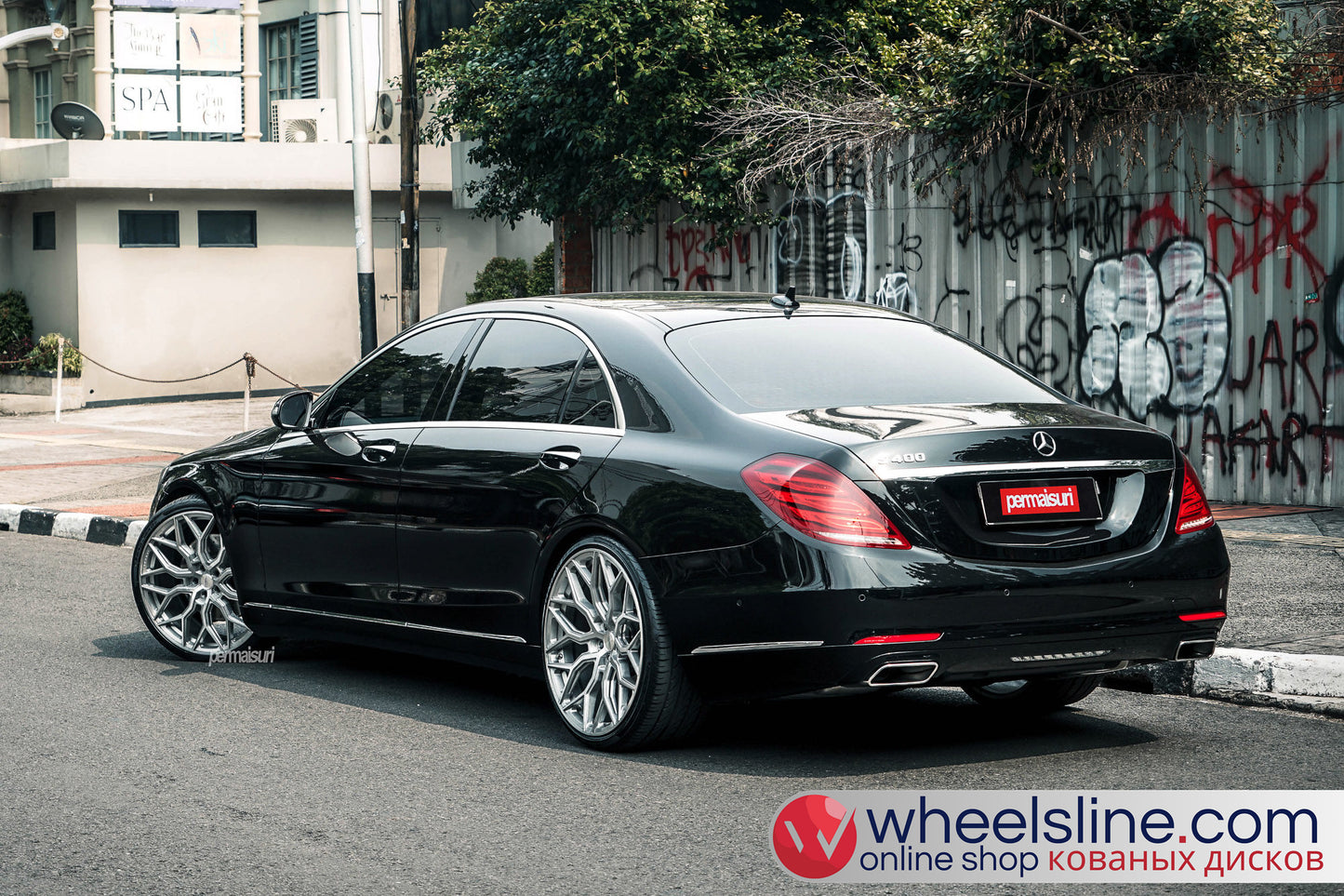 Black Mercedes S 1-Piece VS HF-21 Gloss Black With Brushed Face And Polished Windows  240802