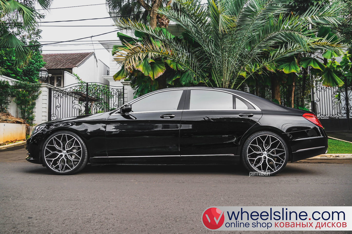 Black Mercedes S 1-Piece VS HF-21 Gloss Black With Brushed Face And Polished Windows  240802