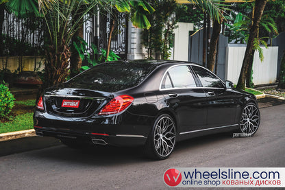 Black Mercedes S 1-Piece VS HF-21 Gloss Black With Brushed Face And Polished Windows  240802