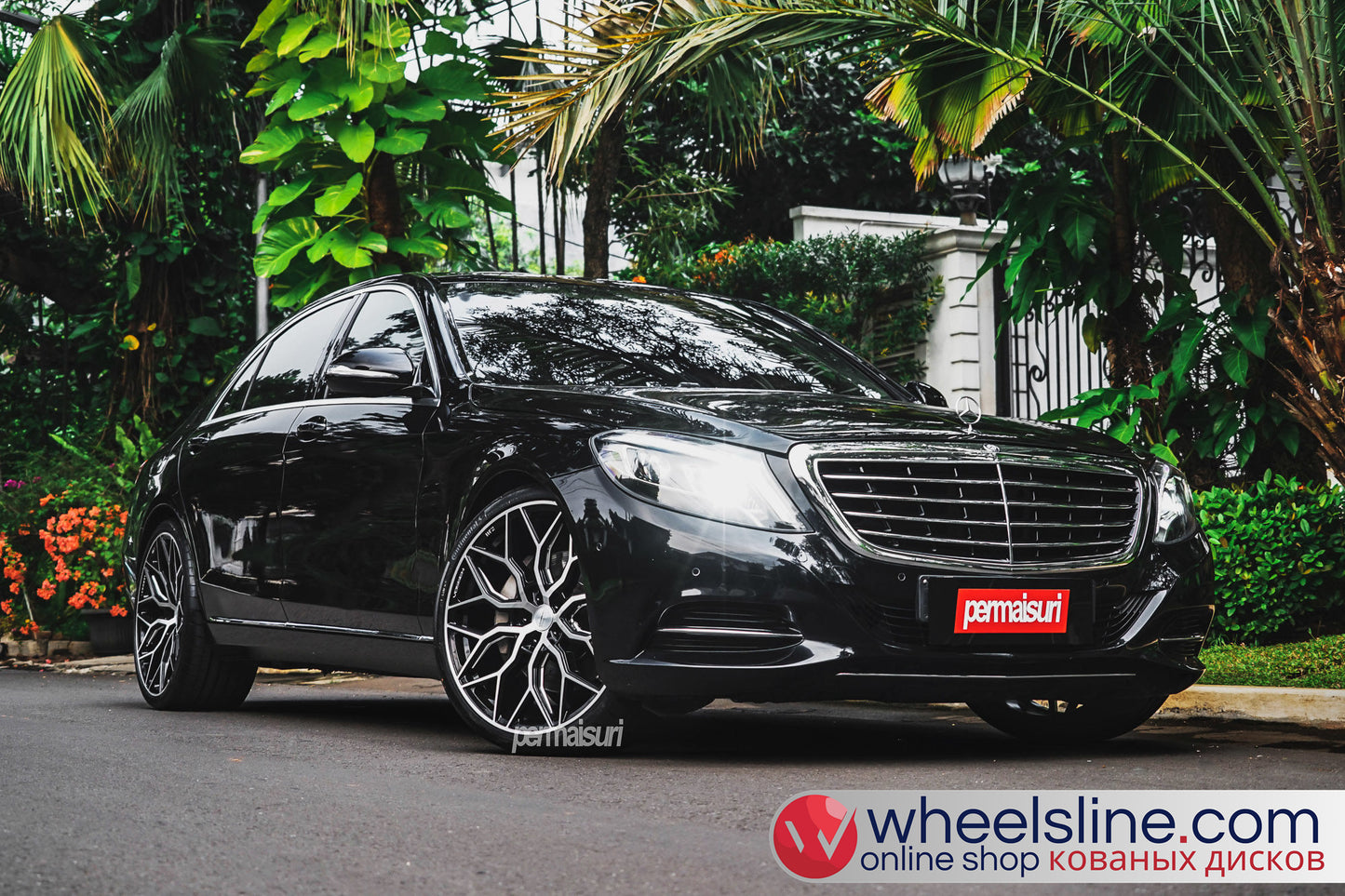 Black Mercedes S 1-Piece VS HF-21 Gloss Black With Brushed Face And Polished Windows  240802