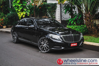 Black Mercedes S 1-Piece VS HF-21 Gloss Black With Brushed Face And Polished Windows  240802