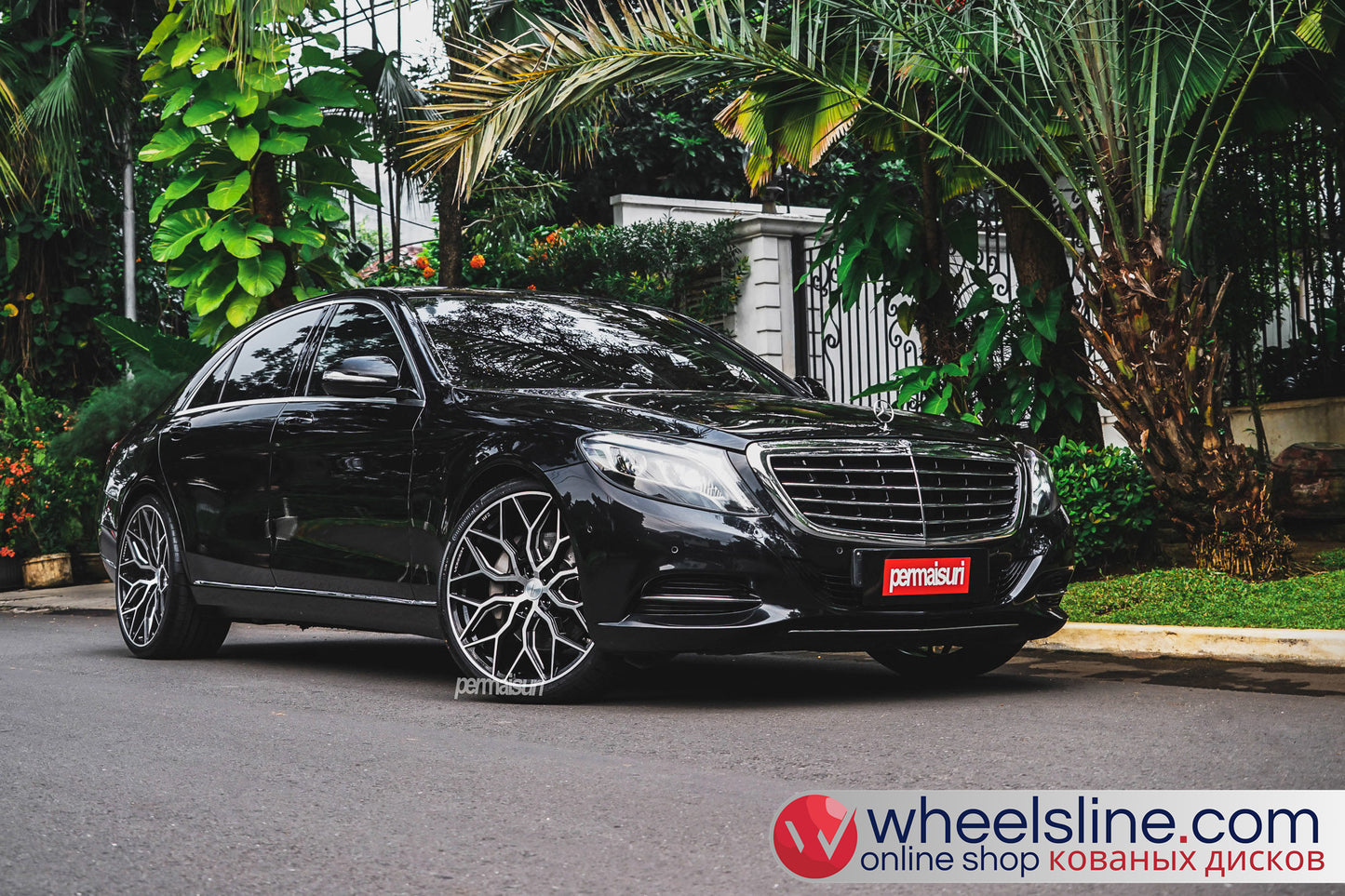 Black Mercedes S 1-Piece VS HF-21 Gloss Black With Brushed Face And Polished Windows  240802