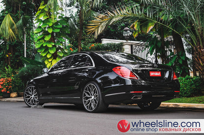 Black Mercedes S 1-Piece VS HF-21 Gloss Black With Brushed Face And Polished Windows  240802