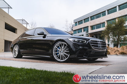 Black Mercedes S 1-Piece VS HF-4T1 Matte Silver With Polised Face 240813