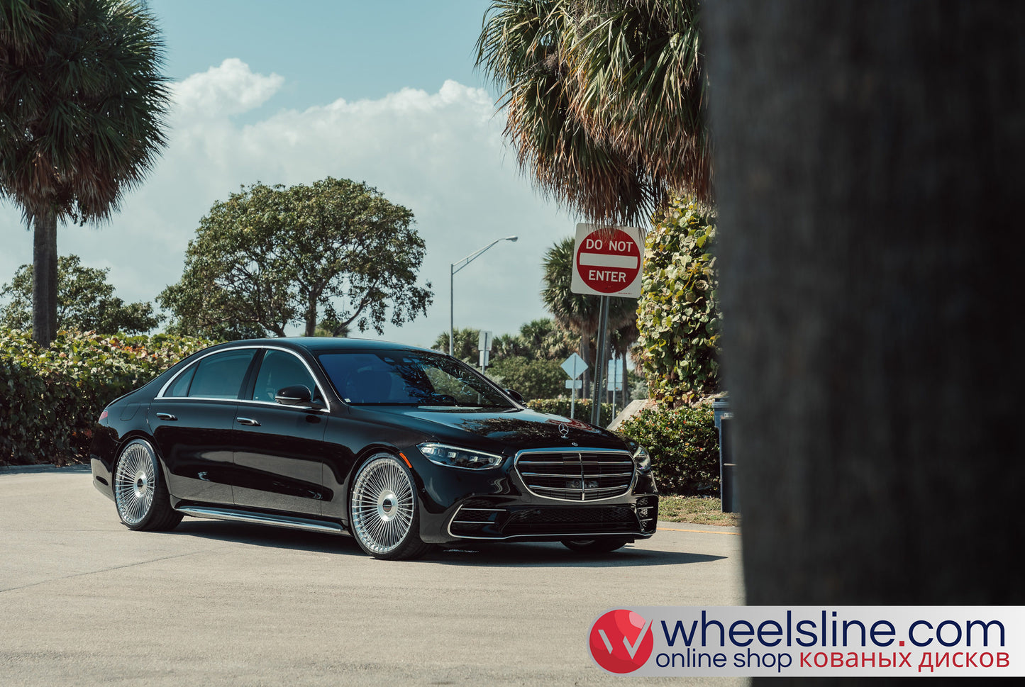 Black Mercedes S 1-Piece VS S17-161 Polished Silver With Brushed Face Cap-B 240802