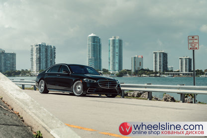 Black Mercedes S 1-Piece VS S17-161 Polished Silver With Brushed Face Cap-B 240802