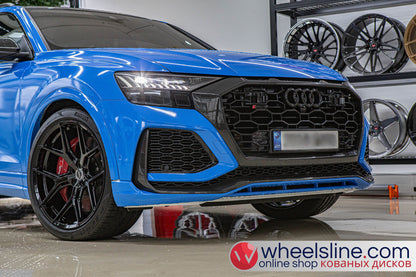 Blue  Audi Q8 1-Piece VS HF-71 Piano Black 240903