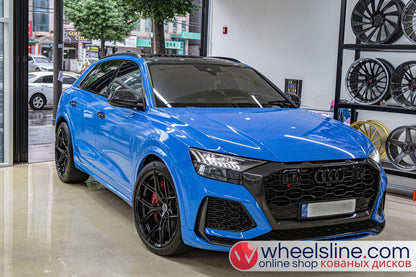 Blue  Audi Q8 1-Piece VS HF-71 Piano Black 240903