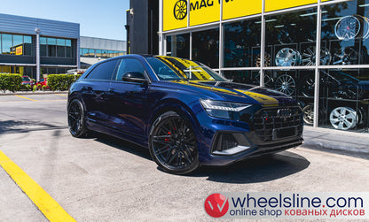 Blue  Audi Q8 1-Piece VS HF-71 Piano Black 240903