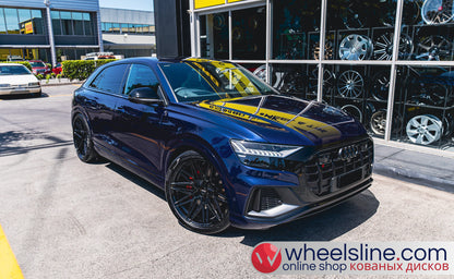 Blue  Audi Q8 1-Piece VS HF-71 Piano Black 240903