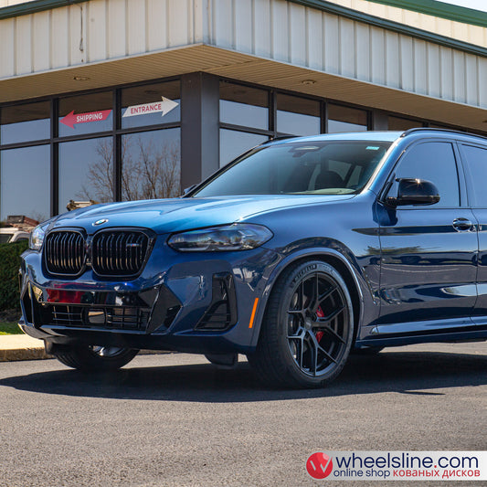 Blue BMW X3 1-Piece VS HF-51 Matte Black  240807