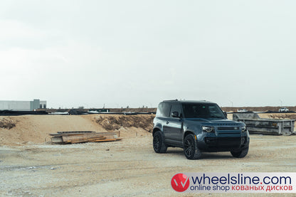 Blue Land Rover Defender 1-Piece VS HF-4T1  Gloss Black With Brushed Face And Machined Windows 240924