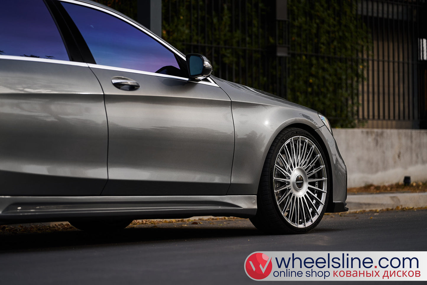 Gray Mercedes S 1-Piece VS-HF-81 Polished Silver With Brushed Face Cap-B 240815