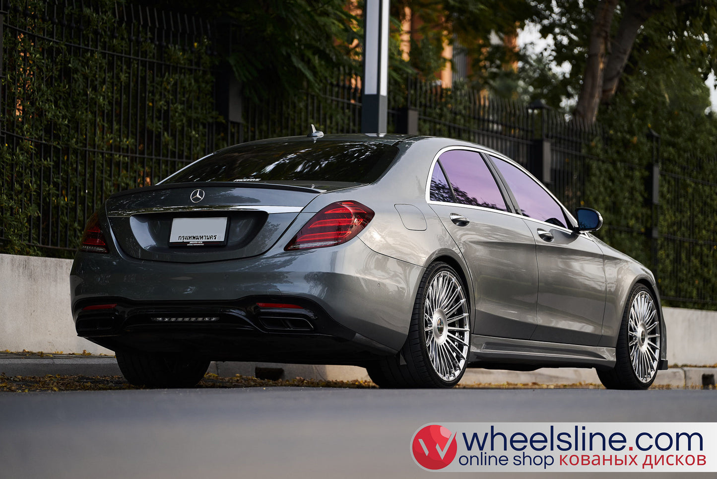 Gray Mercedes S 1-Piece VS-HF-81 Polished Silver With Brushed Face Cap-B 240815