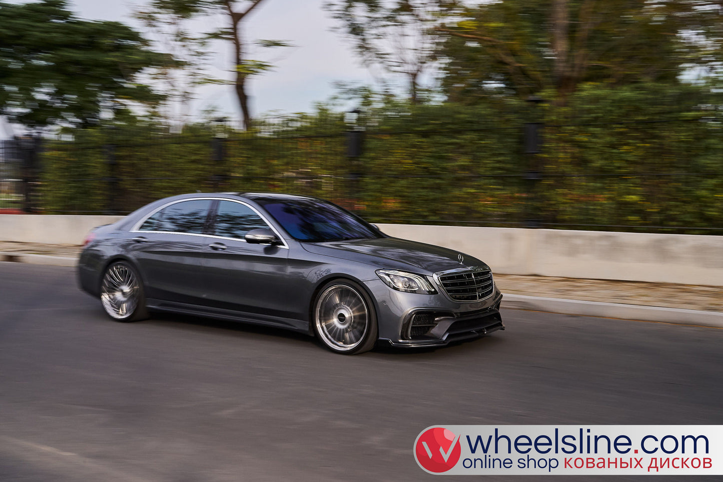 Gray Mercedes S 1-Piece VS-HF-81 Polished Silver With Brushed Face Cap-B 240815