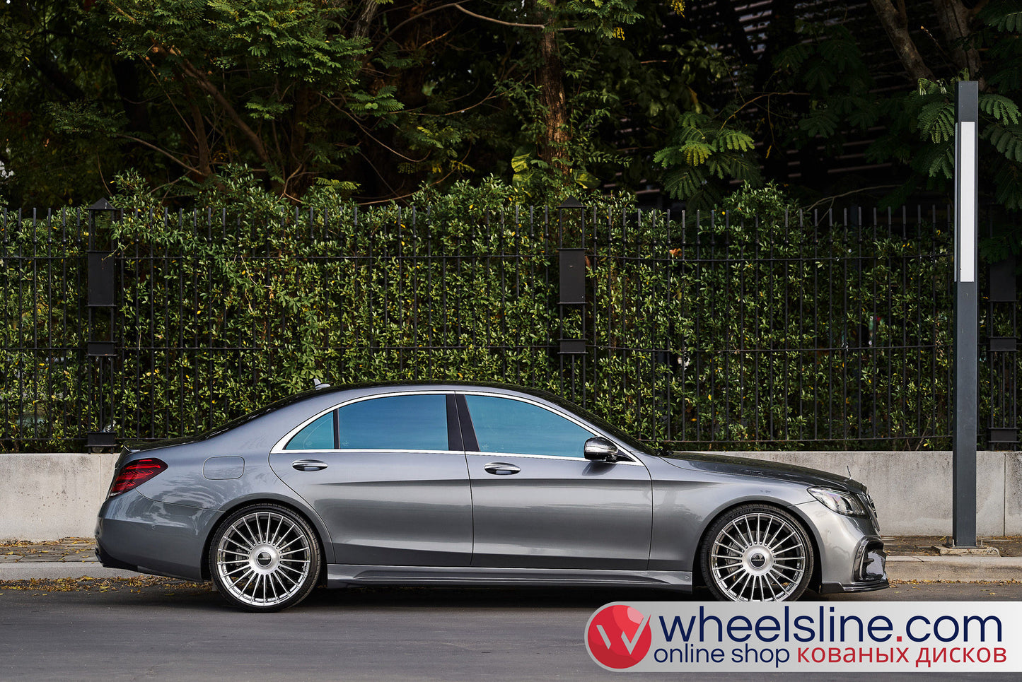 Gray Mercedes S 1-Piece VS-HF-81 Polished Silver With Brushed Face Cap-B 240815