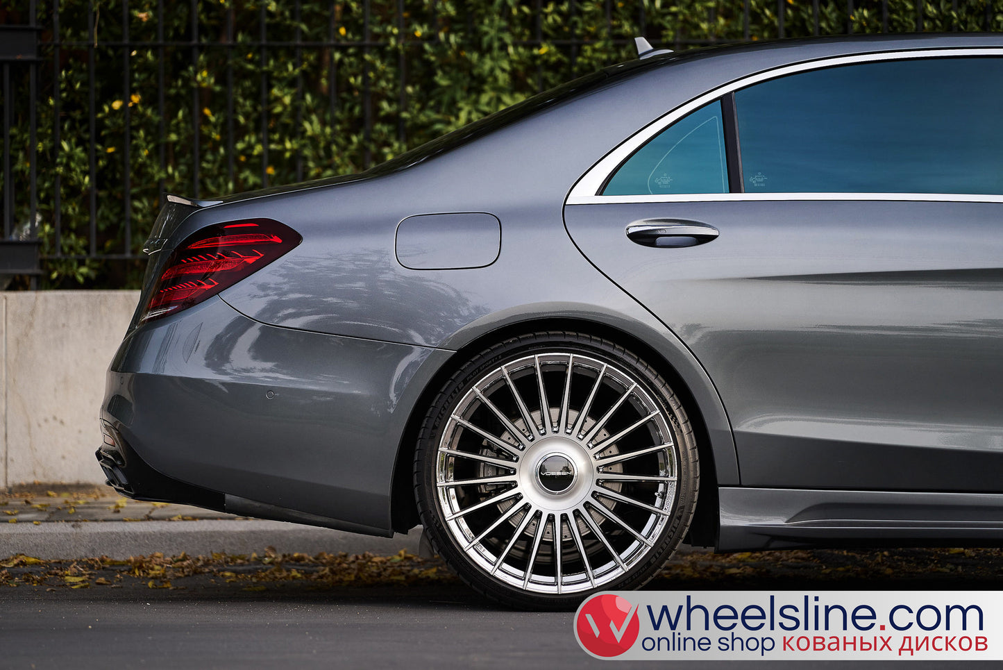 Gray Mercedes S 1-Piece VS-HF-81 Polished Silver With Brushed Face Cap-B 240815