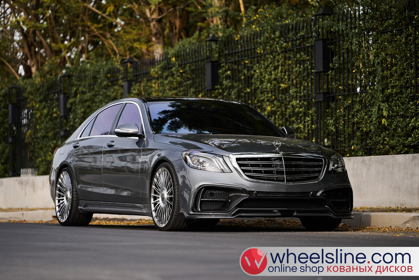 Gray Mercedes S 1-Piece VS-HF-81 Polished Silver With Brushed Face Cap-B 240815