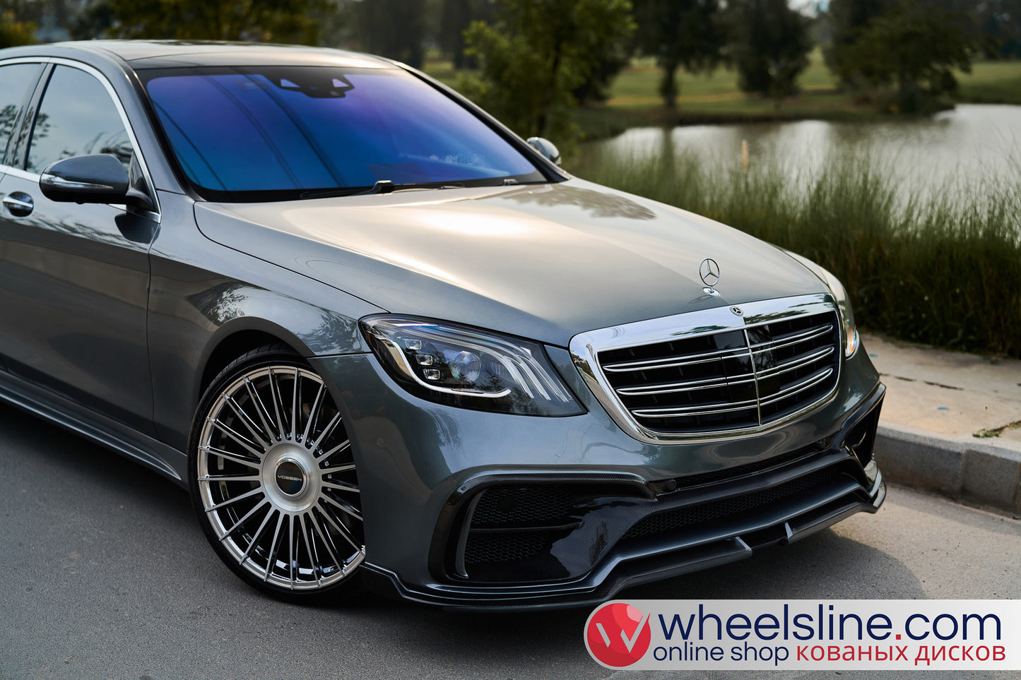 Gray Mercedes S 1-Piece VS-HF-81 Polished Silver With Brushed Face Cap-B 240815