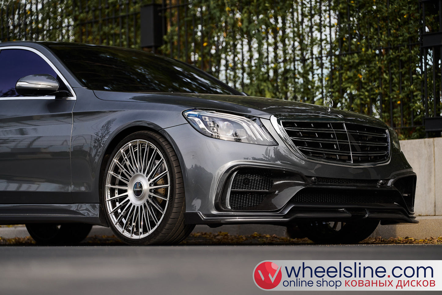 Gray Mercedes S 1-Piece VS-HF-81 Polished Silver With Brushed Face Cap-B 240815