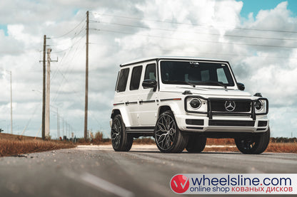 White Mercedes G 1-Piece VS HF-21 Gloss Black With Brushed Face And Polished Windows 240802