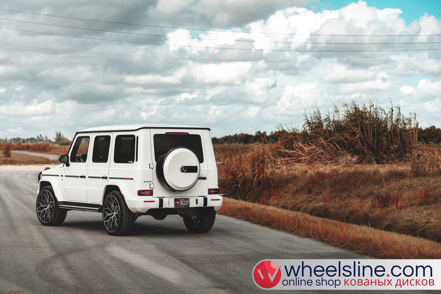 White Mercedes G 1-Piece VS HF-21 Gloss Black With Brushed Face And Polished Windows 240802