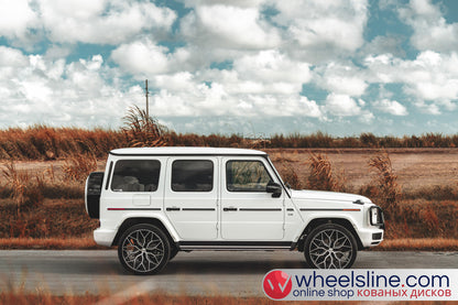 White Mercedes G 1-Piece VS HF-21 Gloss Black With Brushed Face And Polished Windows 240802