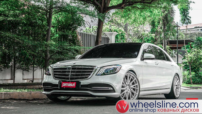 White Mercedes S 1-Piece VS HF-4T1 Matte Silver With Polished Face 240816