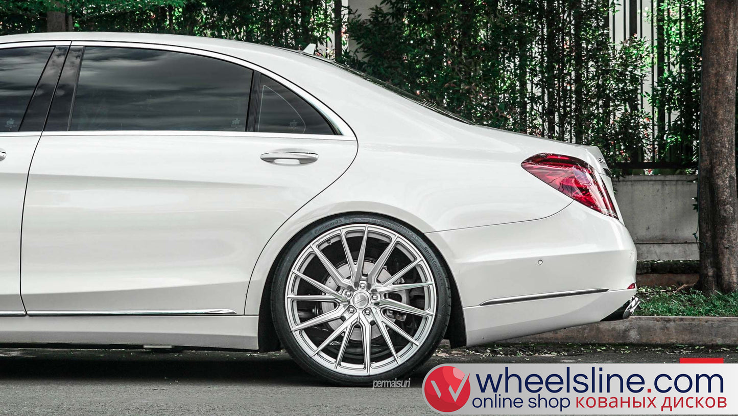 White Mercedes S 1-Piece VS HF-4T1 Matte Silver With Polished Face 240816