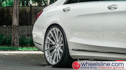 White Mercedes S 1-Piece VS HF-4T1 Matte Silver With Polished Face 240816