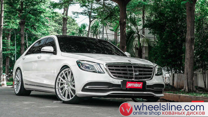 White Mercedes S 1-Piece VS HF-4T1 Matte Silver With Polished Face 240816