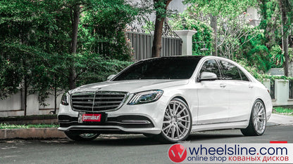 White Mercedes S 1-Piece VS HF-4T1 Matte Silver With Polished Face 240816