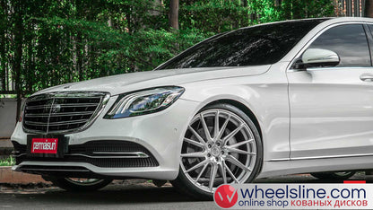 White Mercedes S 1-Piece VS HF-4T1 Matte Silver With Polished Face 240816