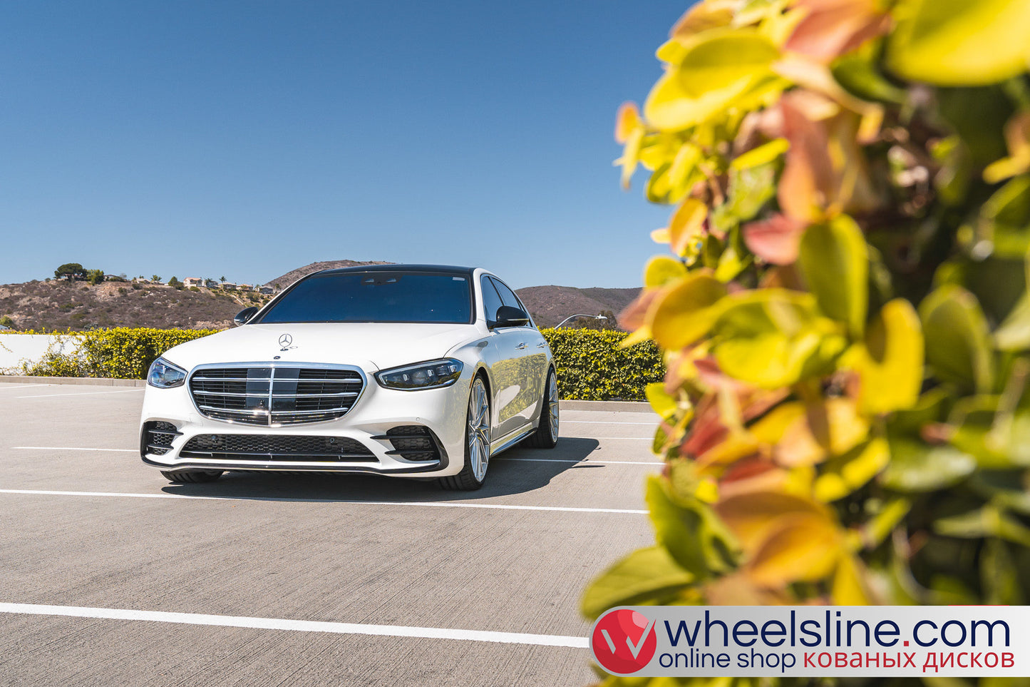 White Mercedes S 1-Piece VS HF-4T1 Matte Silver With Polished Face 240816