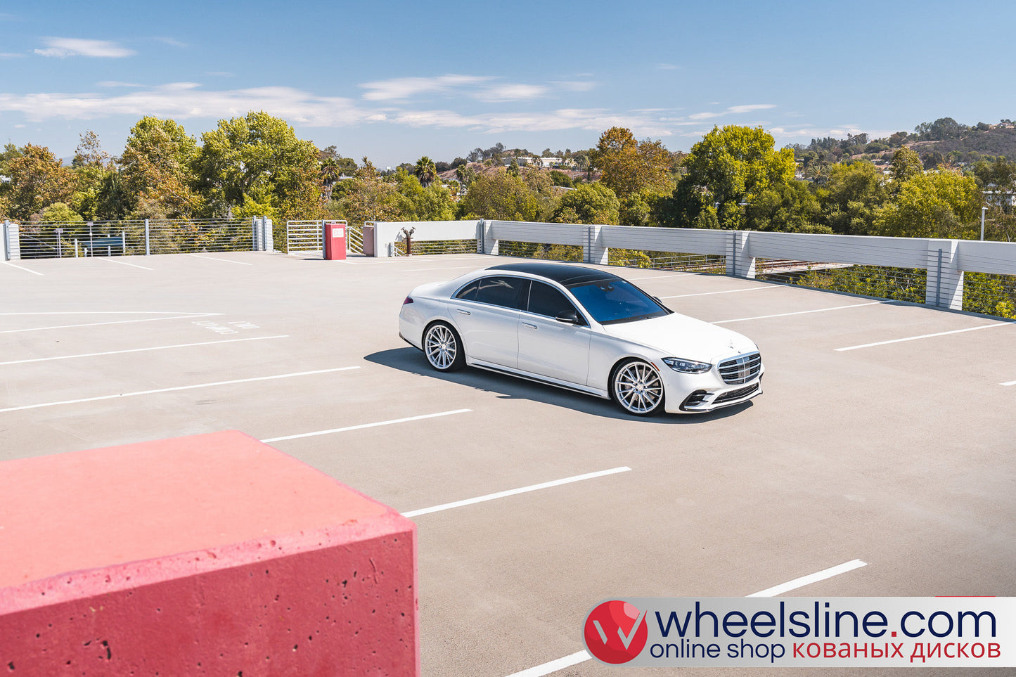 White Mercedes S 1-Piece VS HF-4T1 Matte Silver With Polished Face 240816