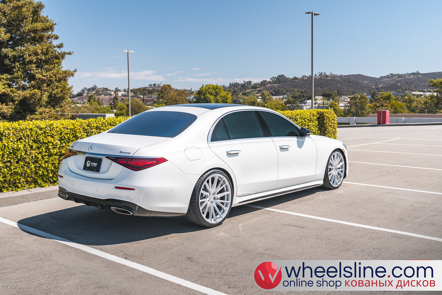 White Mercedes S 1-Piece VS HF-4T1 Matte Silver With Polished Face 240816