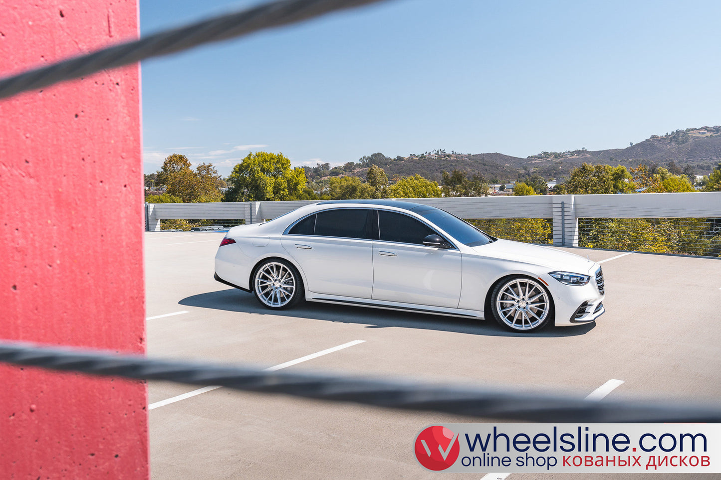 White Mercedes S 1-Piece VS HF-4T1 Matte Silver With Polished Face 240816