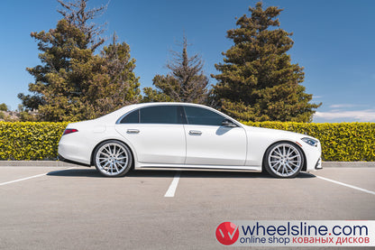 White Mercedes S 1-Piece VS HF-4T1 Matte Silver With Polished Face 240816