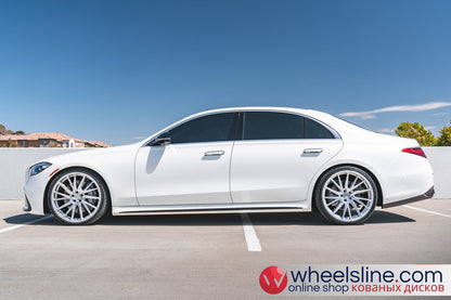 White Mercedes S 1-Piece VS HF-4T1 Matte Silver With Polished Face 240816