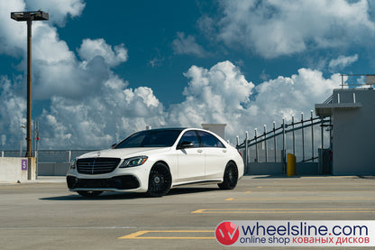 White Mercedes S 1-Piece VS HF-81  Gloss Black Cap-B 240816